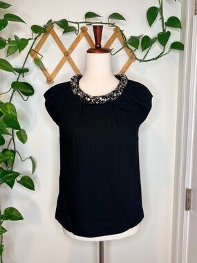 BODEN Embellished Jeweled Collar Neckline Wool Lined Top